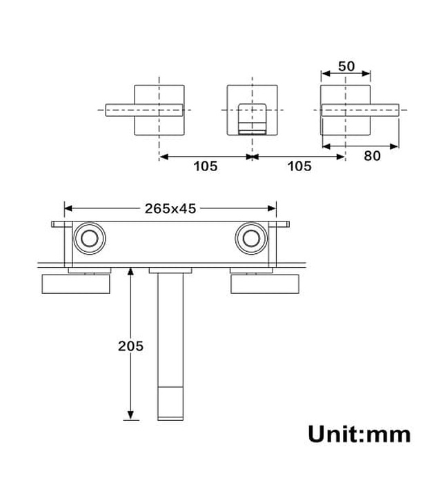 Vòi Chậu Lavabo Âm Tường Màu Đen Miken MKV-600009B