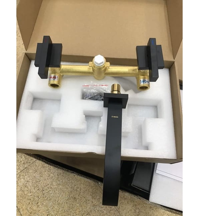 Vòi Chậu Lavabo Âm Tường Màu Đen Miken MKV-600009B