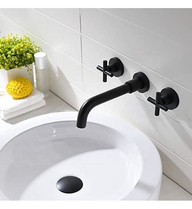 Vòi Chậu Lavabo Âm Tường Màu Đen Miken MKV-600002B