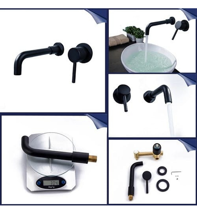 Vòi Chậu Lavabo Âm Tường Màu Đen Miken MKV-600003B