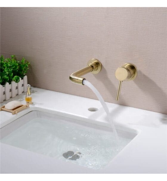Vòi Chậu Lavabo Âm Tường Màu Vàng Miken MKV-600003GM