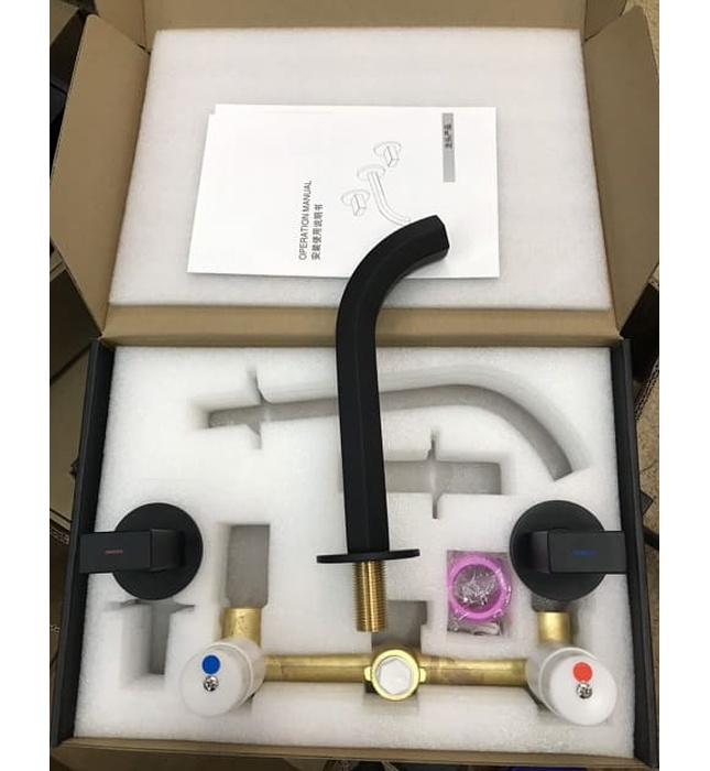 Vòi Chậu Lavabo Âm Tường Màu Đen Miken MKV-600006B