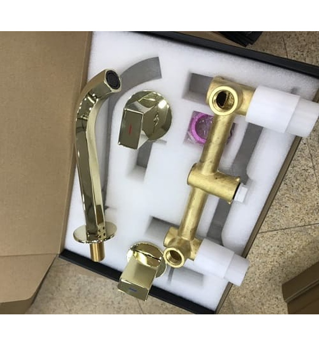 Vòi Chậu Lavabo Âm Tường Màu Vàng Miken MKV-600006GB