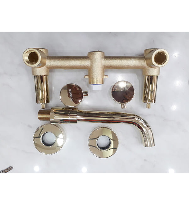 Vòi Chậu Lavabo Âm Tường Màu Vàng Miken MKV-600007G