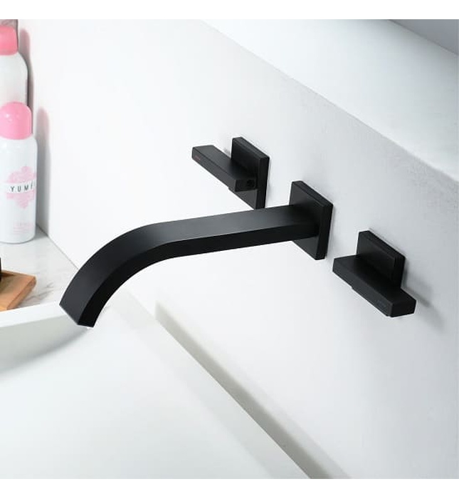 Vòi Chậu Lavabo Âm Tường Màu Đen Miken MKV-600009B