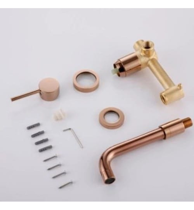 Vòi Chậu Lavabo Âm Tường Màu Hồng Vàng Miken MKV-600010RG