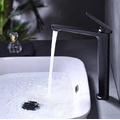 Vòi Chậu Lavabo Nóng Lạnh Màu Đen Thân Cao Miken MK-8030B