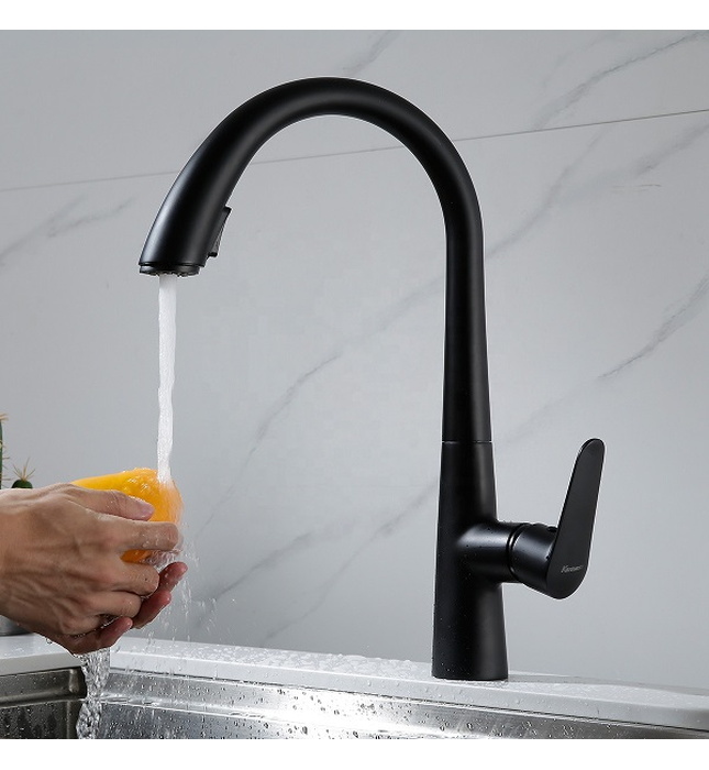 Vòi chậu rửa bát nóng lạnh màu đen Miken MK-0578B