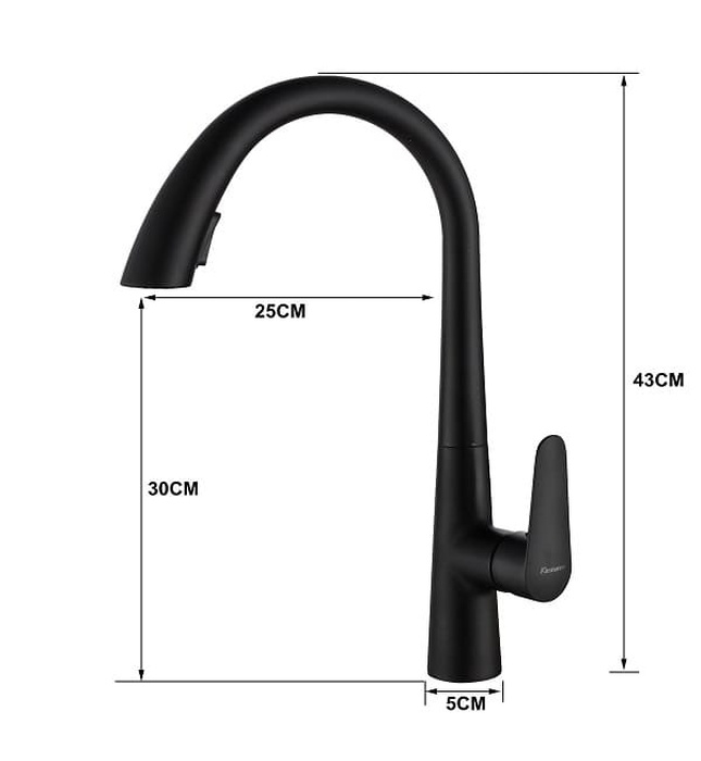 Vòi chậu rửa bát nóng lạnh màu đen Miken MK-0578B