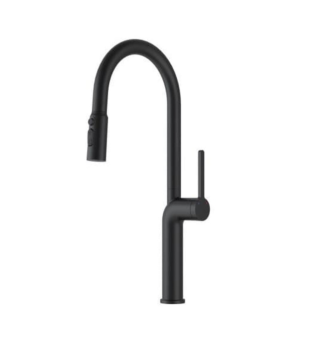 Vòi chậu rửa bát nóng lạnh dây rút màu đen Miken MK-1015B