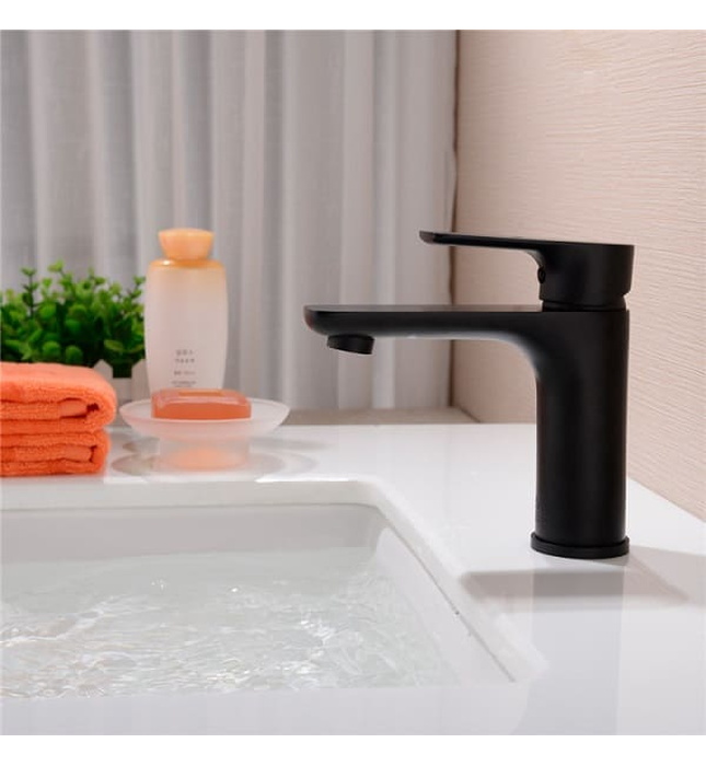 Vòi Chậu Lavabo Nóng Lạnh Màu Đen Miken MK-8021B-1