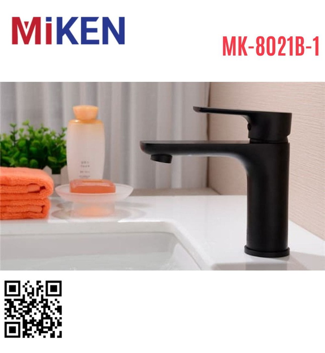 Vòi Chậu Lavabo Nóng Lạnh Màu Đen Miken MK-8021B-1