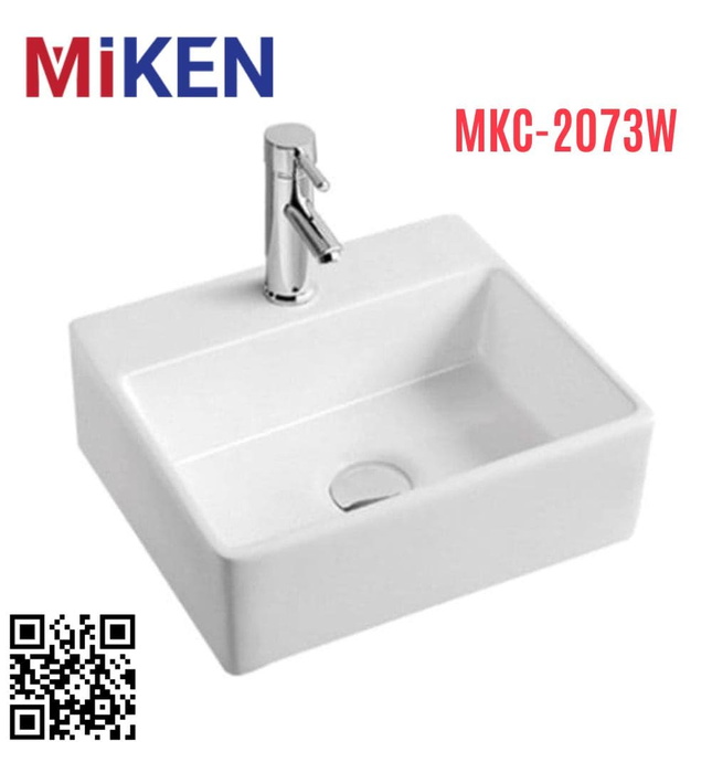 Chậu rửa lavabo đặt bàn màu trắng Miken MKC-2073W