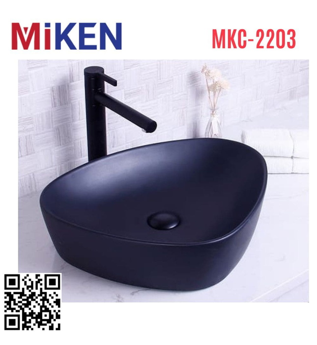 Chậu rửa lavabo đặt bàn màu đen Miken MKC-2203