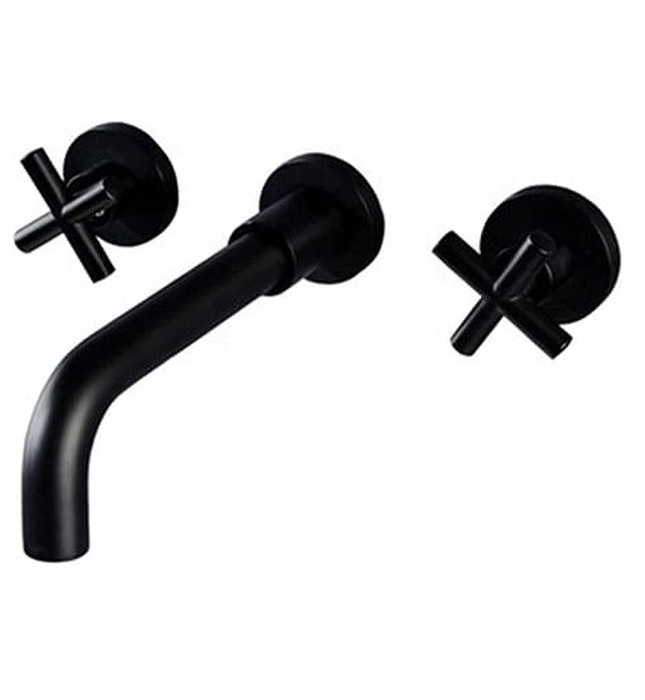 Vòi Chậu Lavabo Âm Tường Màu Đen Miken MKV-013