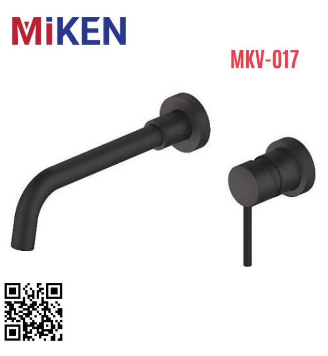 Vòi Chậu Lavabo Âm Tường Màu Đen Miken MKV-013
