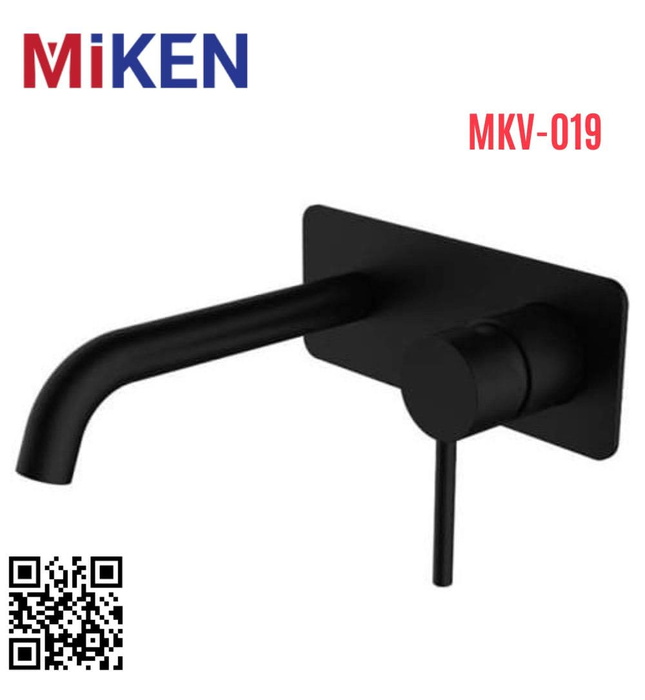 Vòi Chậu Lavabo Âm Tường Màu Đen Miken MKV-019