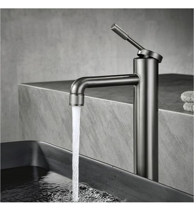 Vòi Chậu Lavabo Nóng Lạnh Màu Đen Thân Cao Miken MK-600013G