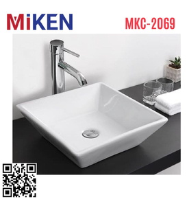 Chậu rửa lavabo đặt bàn màu trắng Miken MKC-2069