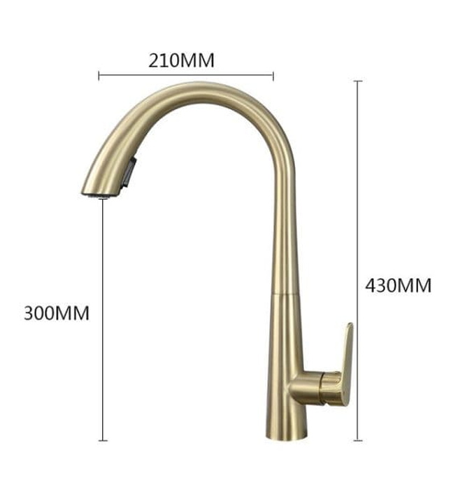 Vòi chậu rửa bát nóng lạnh dây rút màu vàng Miken MK-0578G 