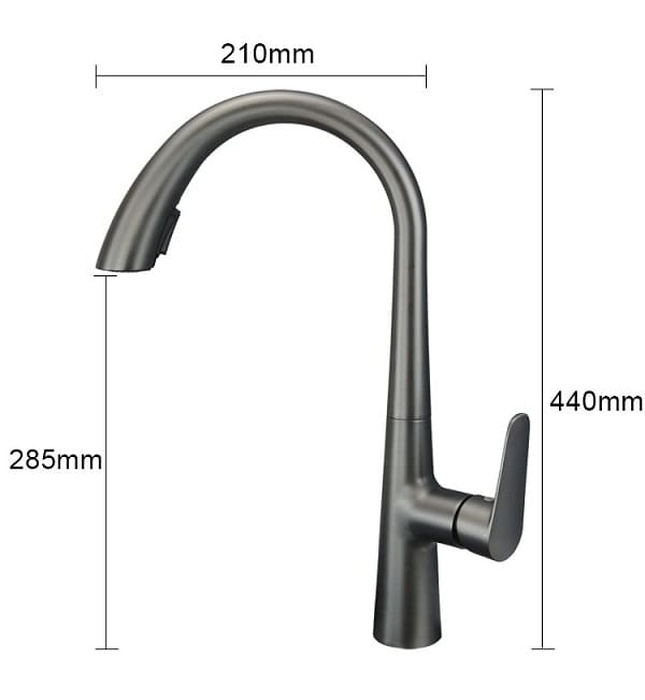 Vòi chậu rửa bát nóng lạnh màu ghi Miken MK-0578GR
