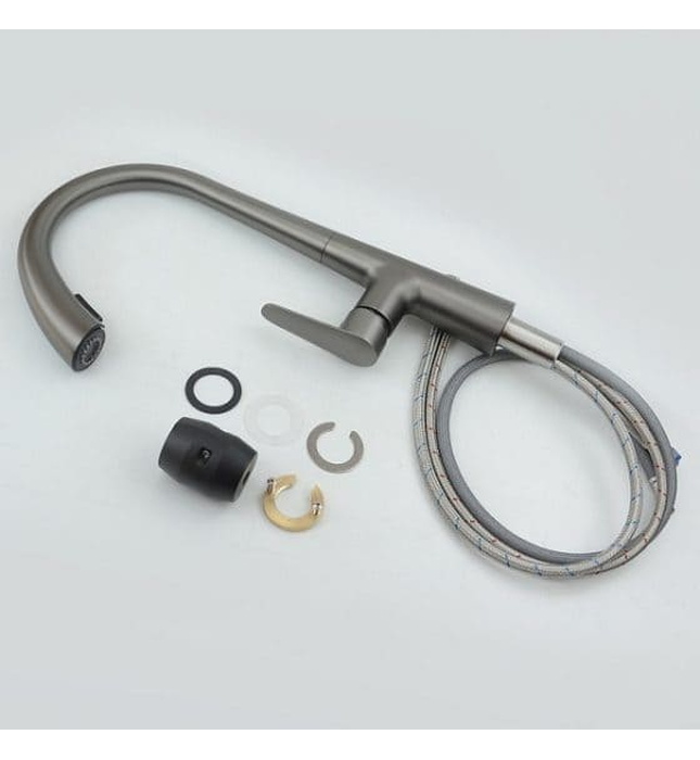 Vòi chậu rửa bát nóng lạnh màu ghi Miken MK-0578GR