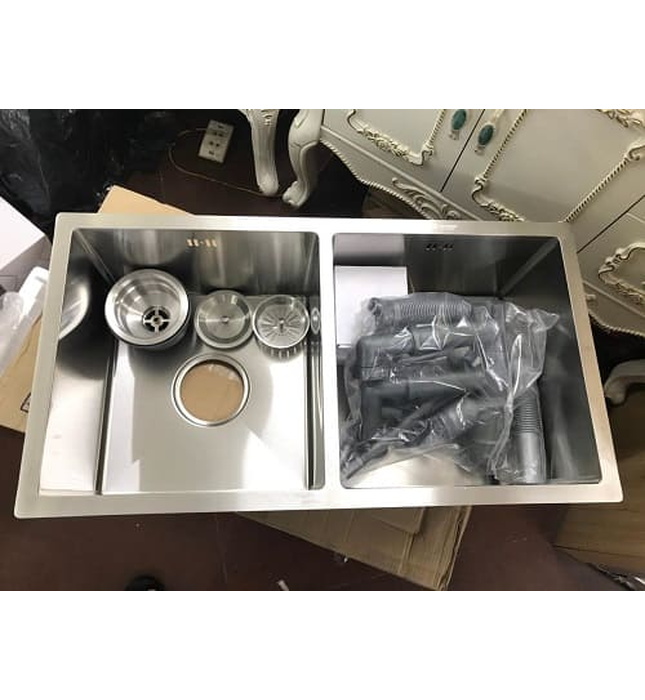 Chậu rửa bát 2 hố cân Handmade inox304 Miken MKRB-8345C