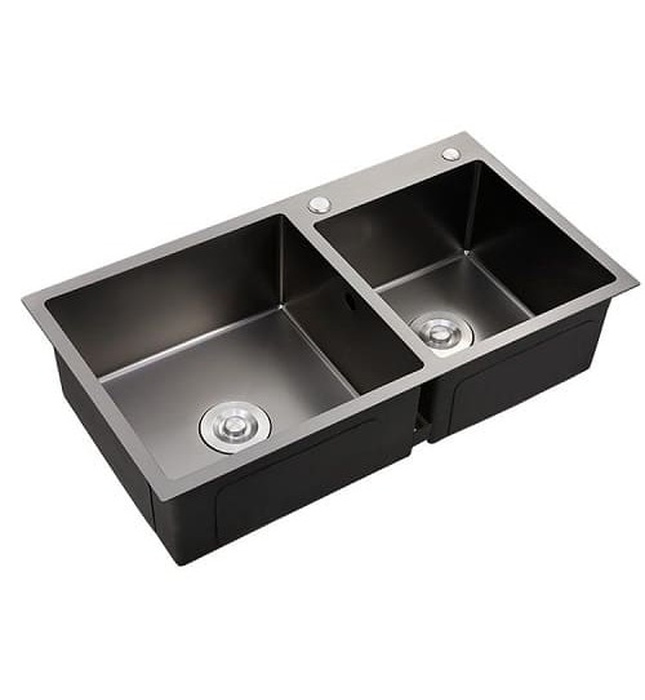 Chậu rửa bát 2 hố lệch Handmade inox304 Miken MKRB-8345NL