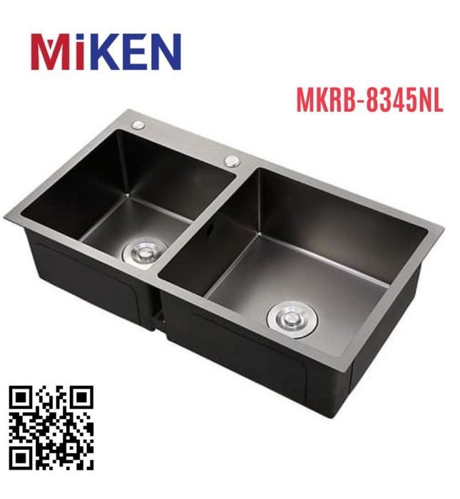 Chậu rửa bát 2 hố lệch Handmade inox304 Miken MKRB-8345NL