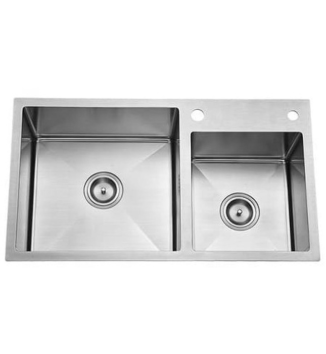 Chậu rửa bát 2 hố lệch Handmade inox304 Miken MKRB-8545L