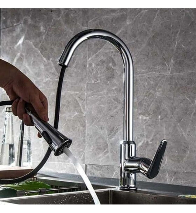 Vòi chậu rửa bát nóng lạnh dây rút Miken MK-2031