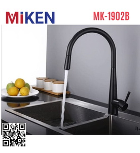 Vòi chậu rửa bát nóng lạnh dây rút màu đen Miken MK-1902B