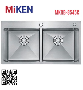 Chậu rửa bát 2 hố lệch Handmade inox304 Miken MKRB-8545C