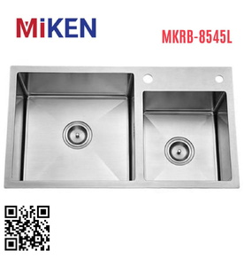 Chậu rửa bát 2 hố lệch Handmade inox304 Miken MKRB-8545L