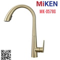 Vòi chậu rửa bát nóng lạnh dây rút màu vàng Miken MK-0578G 