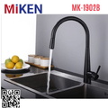 Vòi chậu rửa bát nóng lạnh dây rút màu đen Miken MK-1902B