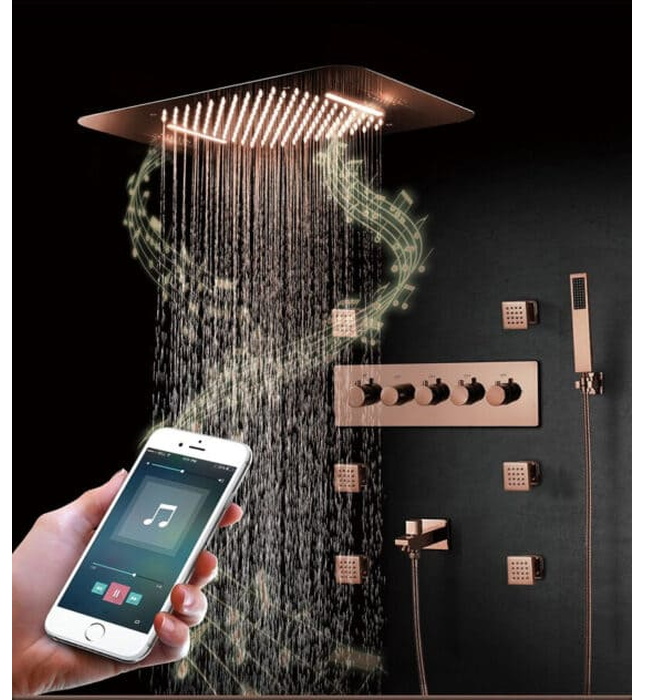 Sen tắm nhiệt độ âm tường màu vàng hồng Miken HI05046T-3B