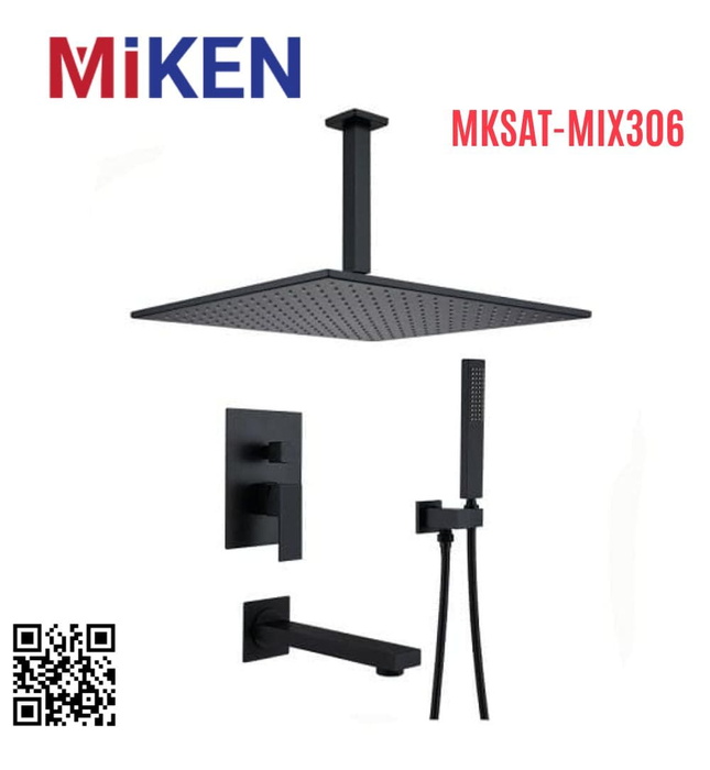 Sen tắm âm tường bát trần màu đen Miken MKSAT-Mix306