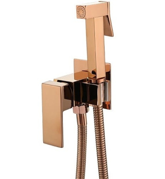 Vòi xịt vệ sinh nóng lạnh màu vàng hồng Miken F-7502RG