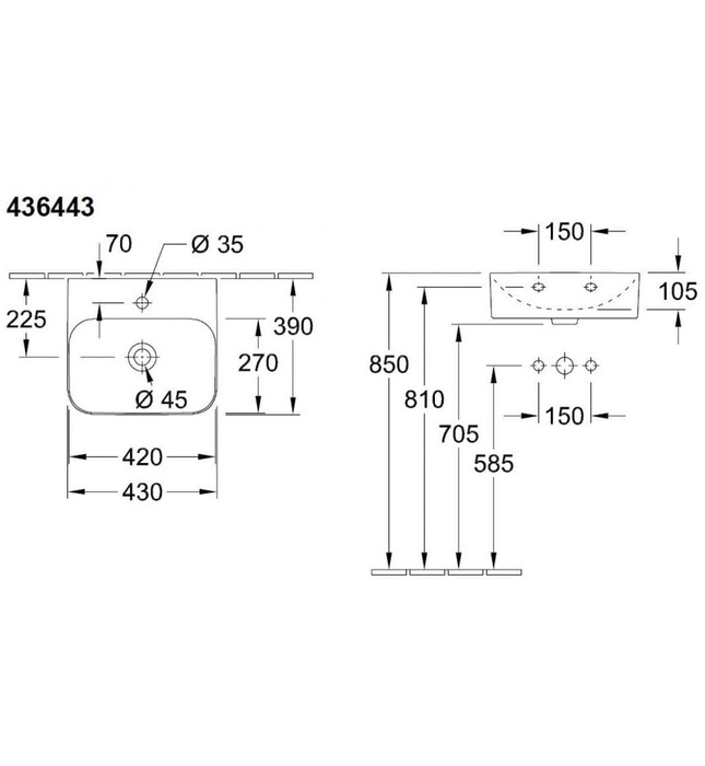 Chậu rửa lavabo Đức Villeroy-boch Finion 436443RW
