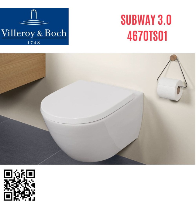 Bồn cầu treo tường Đức Villeroy Boch Subway 3.0 4670TS01