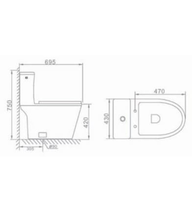 Bồn cầu 1 khối nắp rơi êm Clara CT-137SS