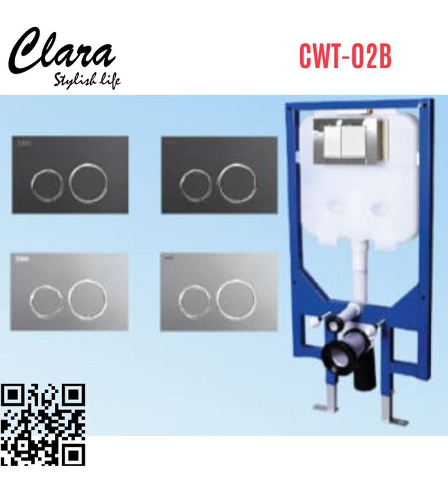 Két nước âm tường kèm khung Clara CWT-02B