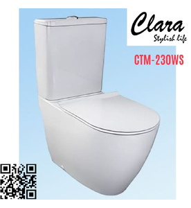Bồn cầu 2 khối nắp rơi êm Clara CTM-230WS