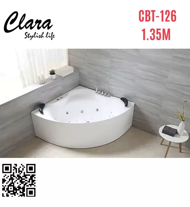 Bồn tắm massage góc 1.35m nhập khẩu Clara CBT-126