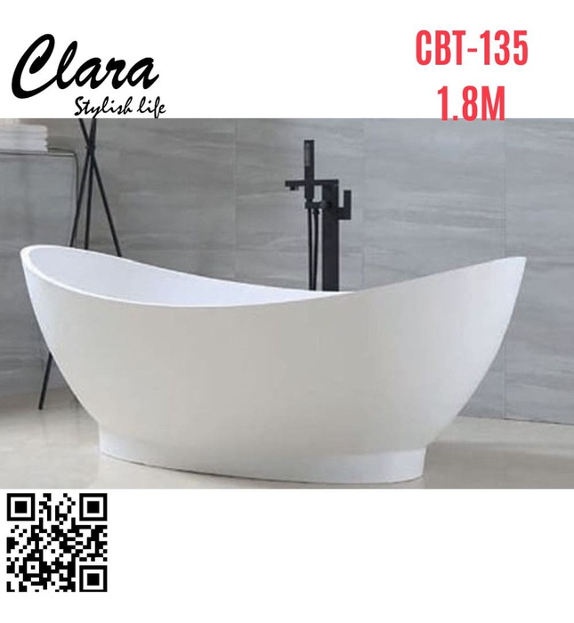 Bồn tắm đặt sàn đá nhân tạo 1.8m nhập khẩu Clara CBT-135