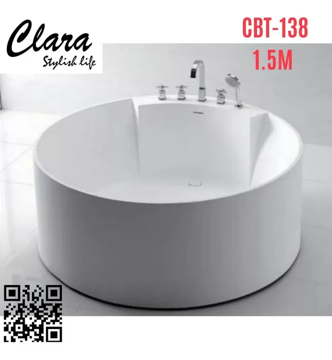 Bồn tắm massage đặt sàn đá nhân tạo 1.5m nhập khẩu Clara CBT-138