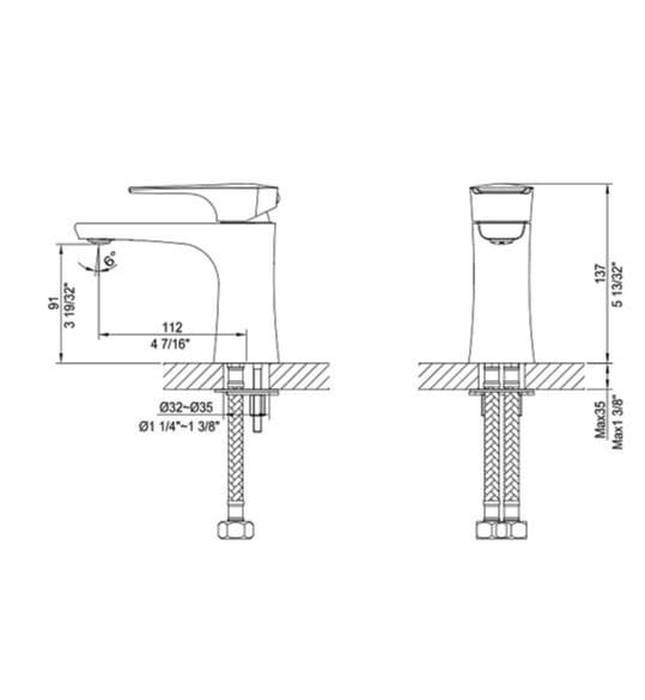 Vòi Chậu Lavabo Nóng Lạnh Clara CF-80351