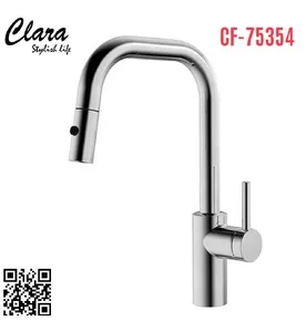 Vòi chậu rửa bát nóng lạnh dây rút Clara CF-75354