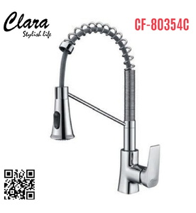 Vòi chậu rửa bát nóng lạnh dây rút Clara CF-80354C